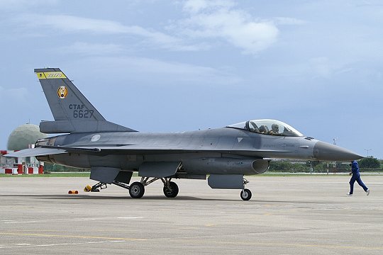 An artist's rendition of an F-16 in the CTAF marking.